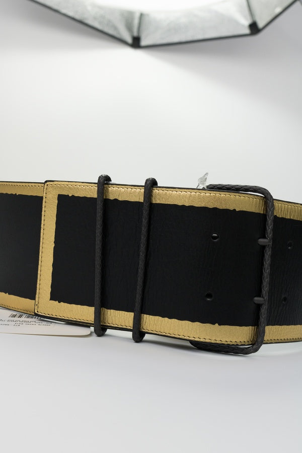 Black Wide Leather Waist Belt