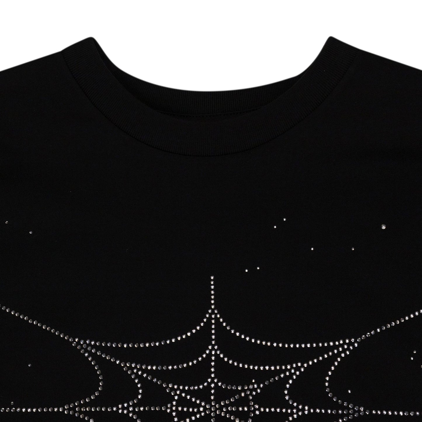 Black Rhinestone Silk T-Shirt