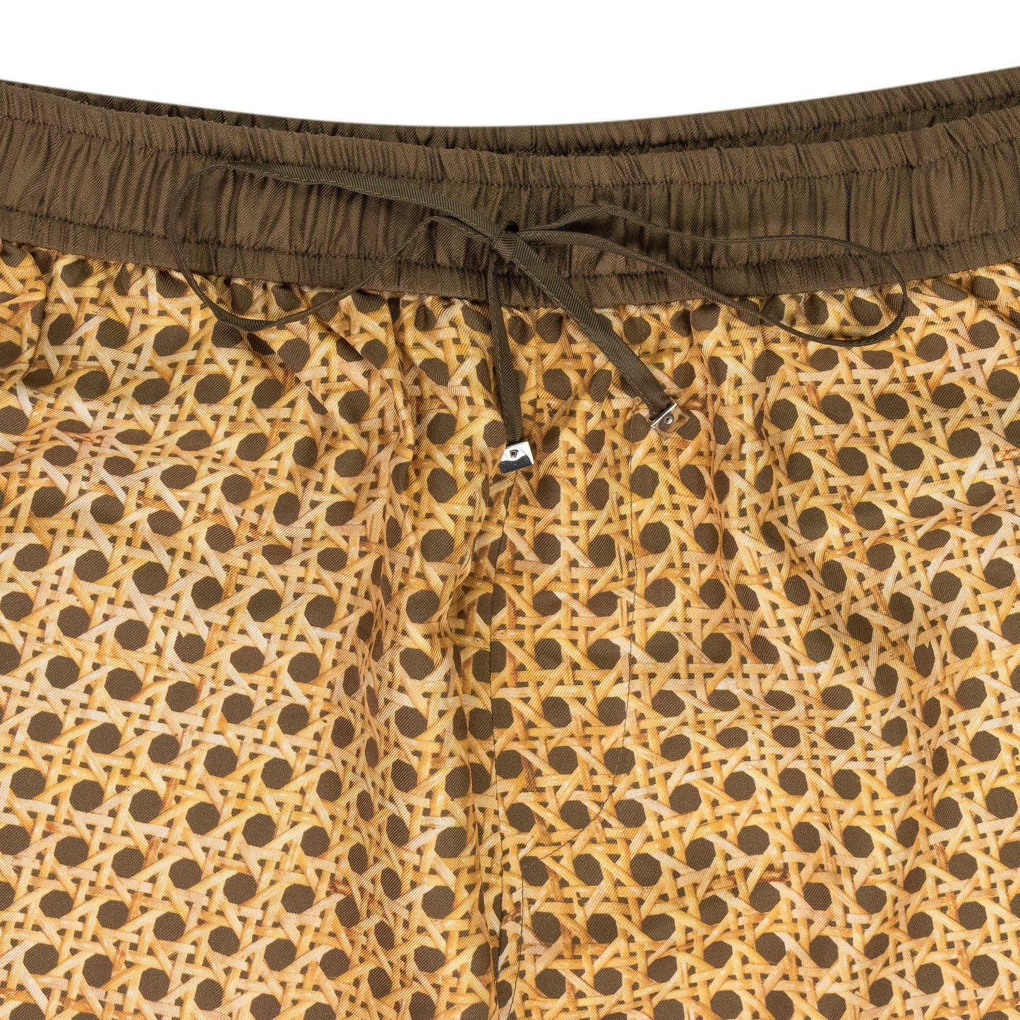 Brown Weave Pattern Silk Shorts