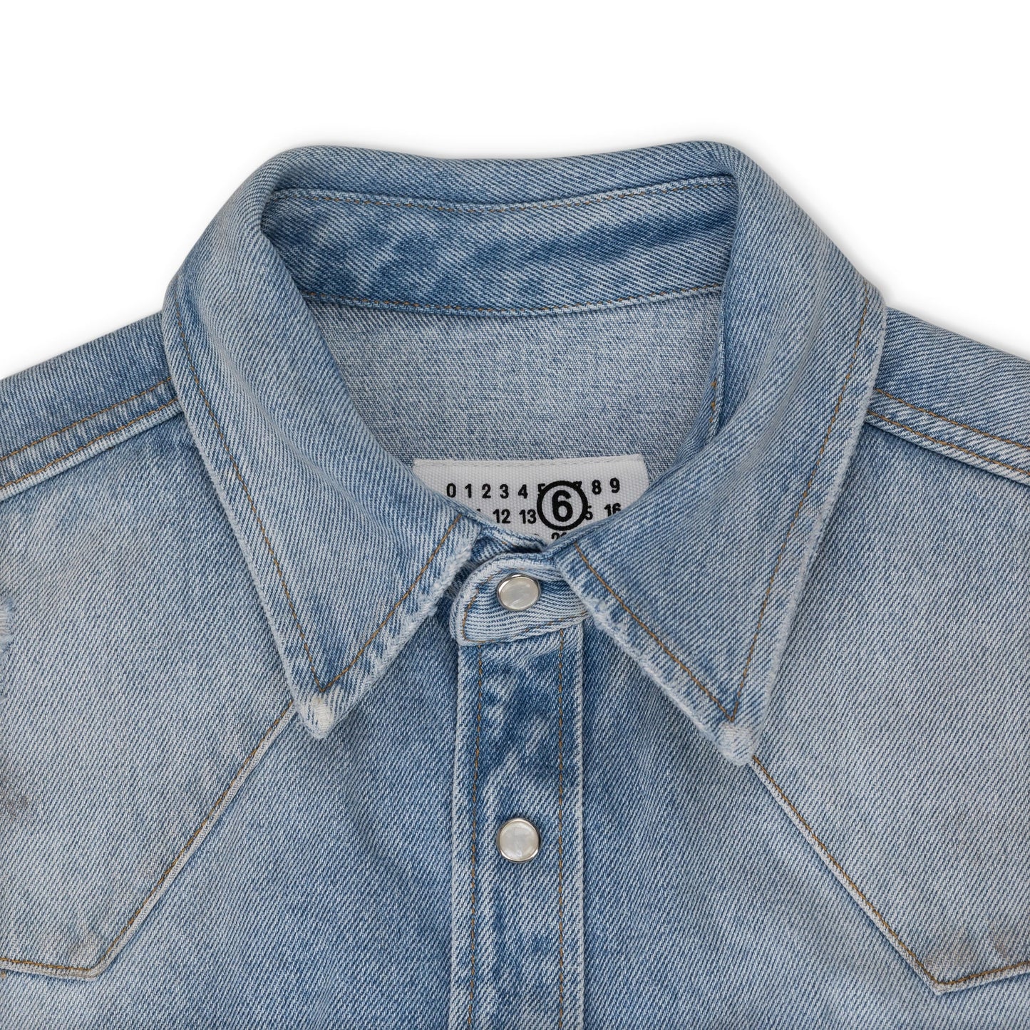 Blue Sleeveless Distressed Denim Shirt