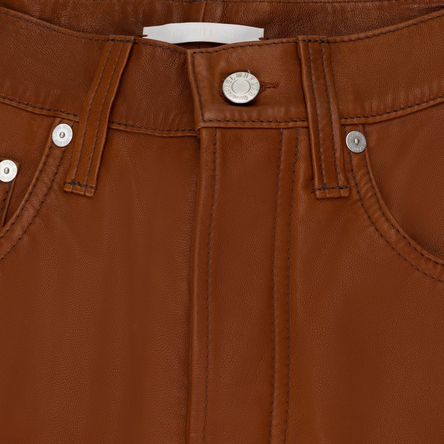 Brown Mask Hi Red Straight Leather Jeans