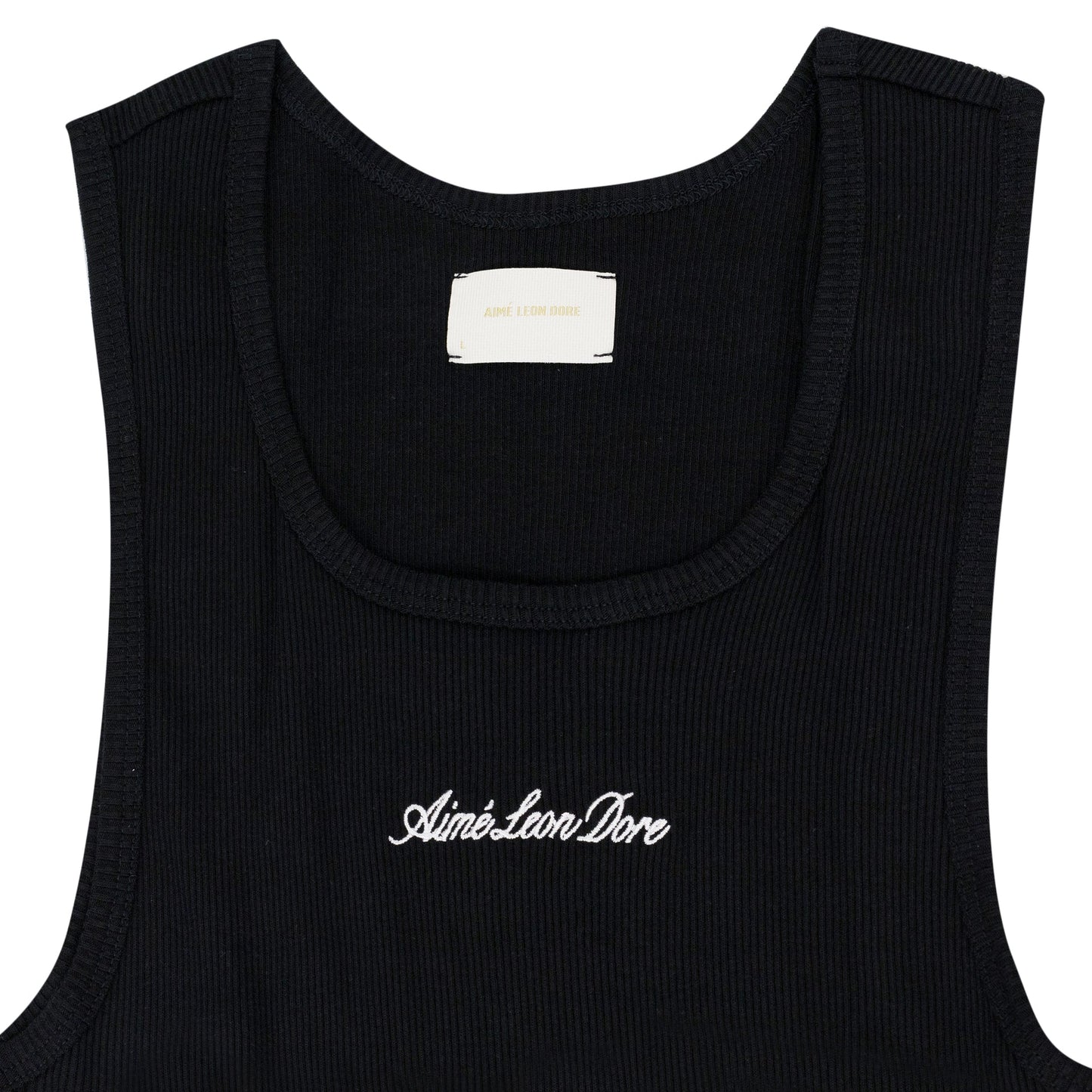 Black Embroidered Logo Tank Top