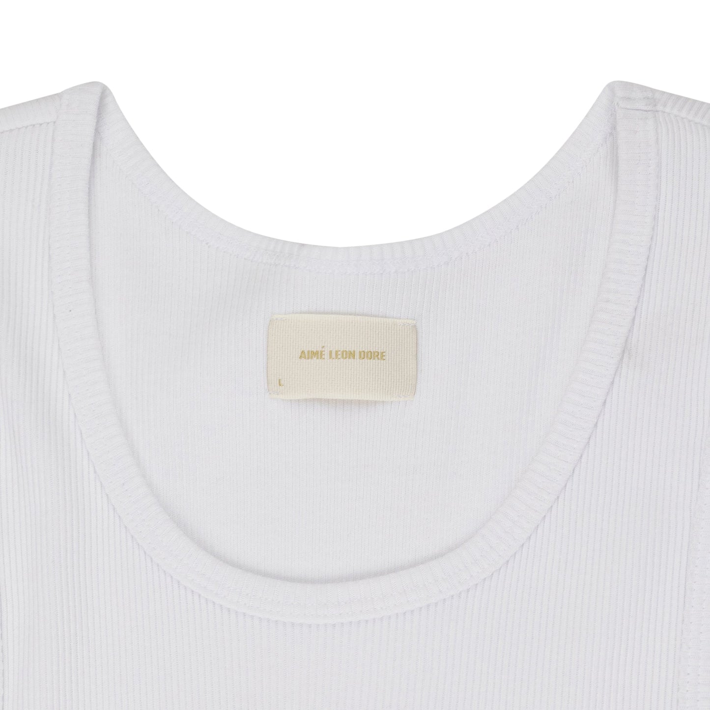 White Embroidered Logo Tank Top