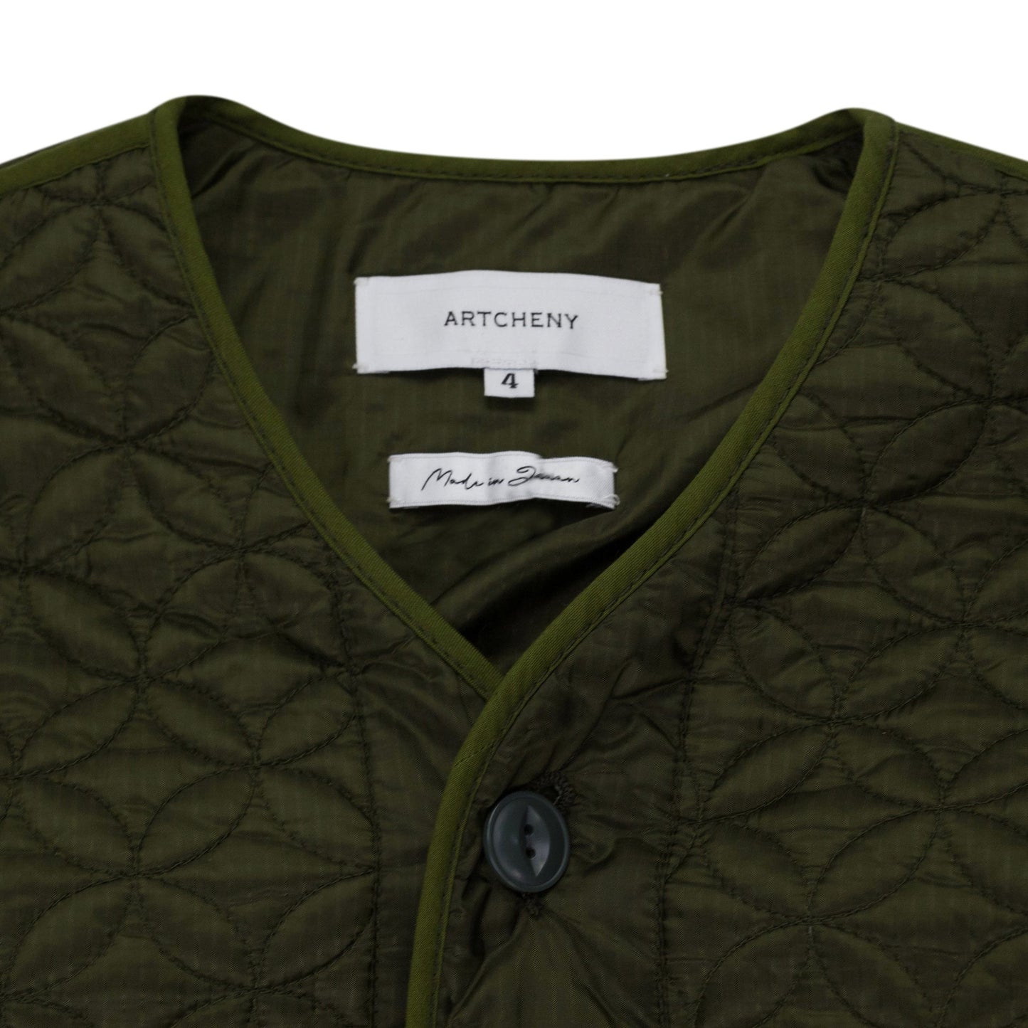 Green Shippo Quilted Lining Jacket Olive