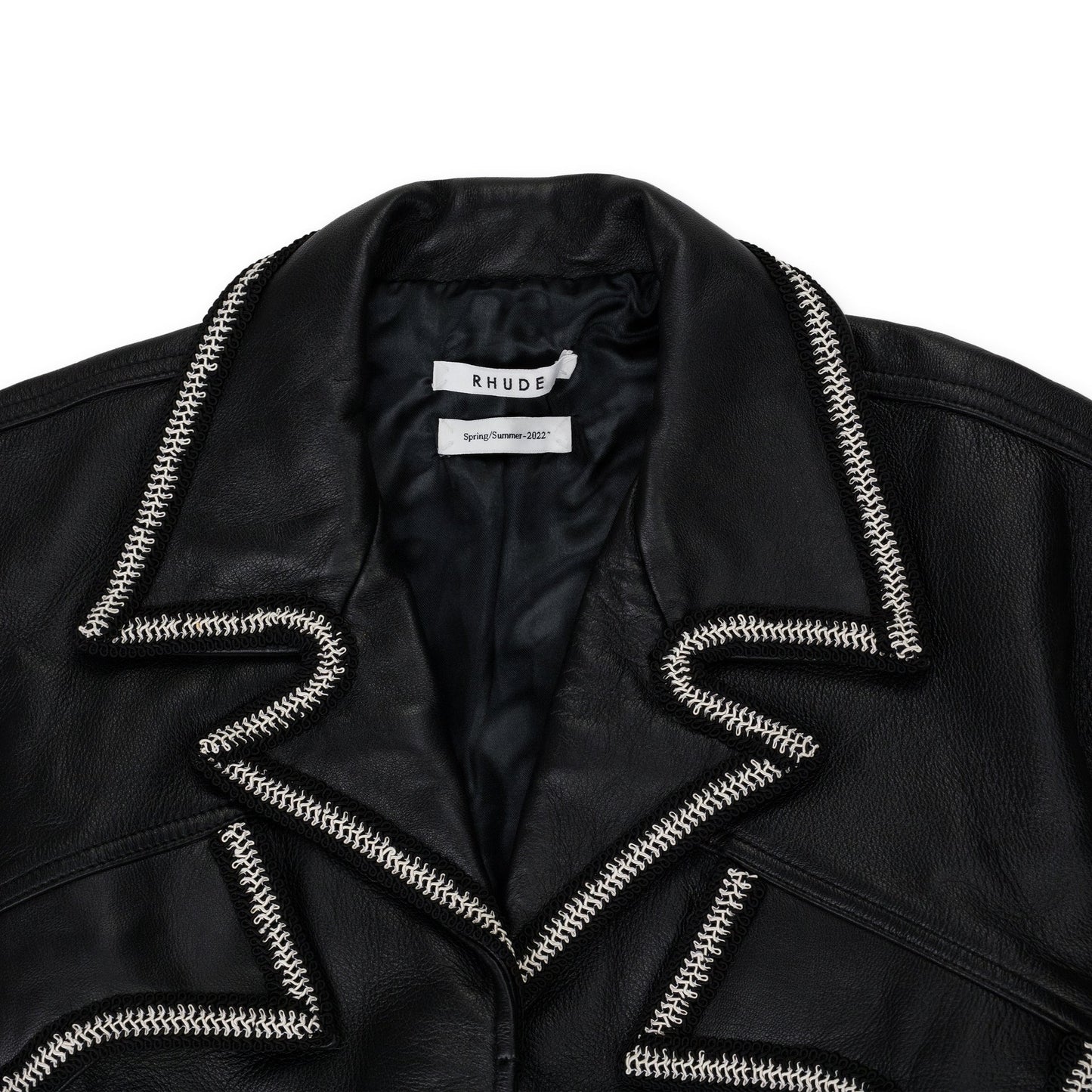 Black Stitched Crop Leather Vest
