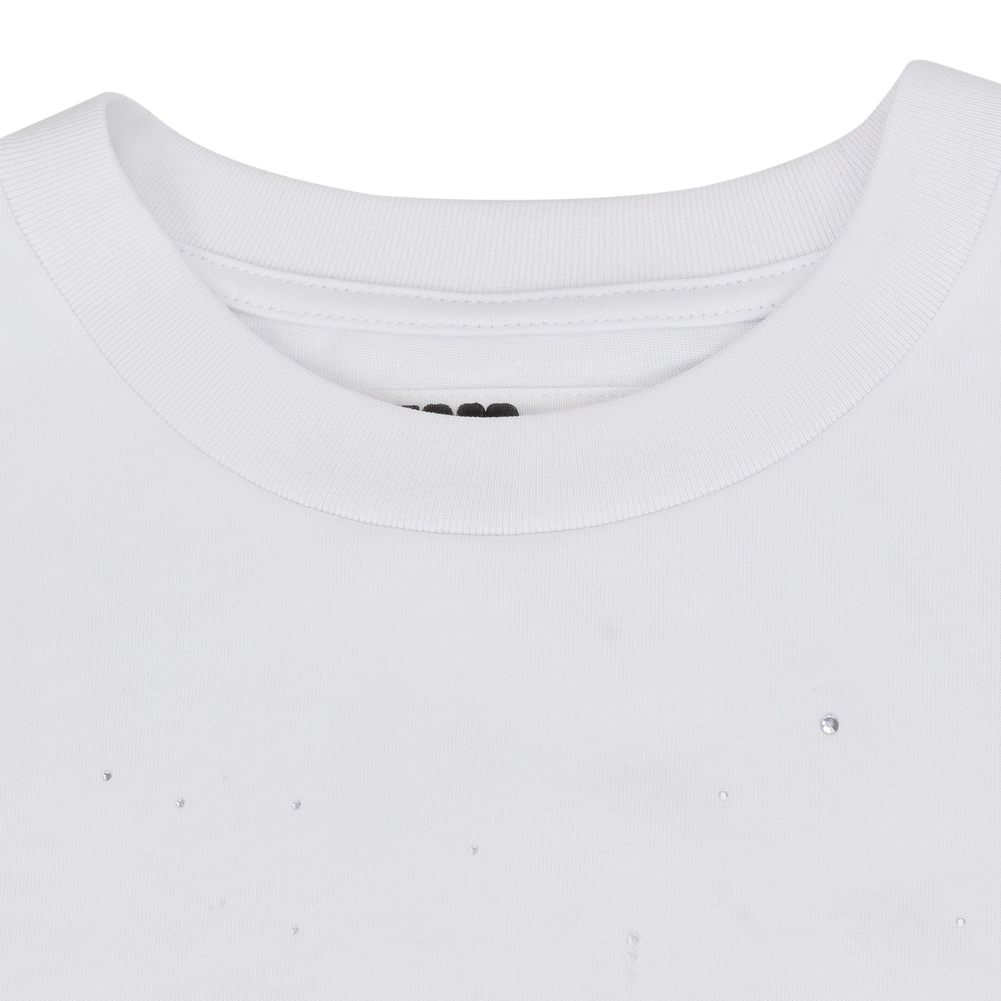 White Rhinestone Silk T-Shirt