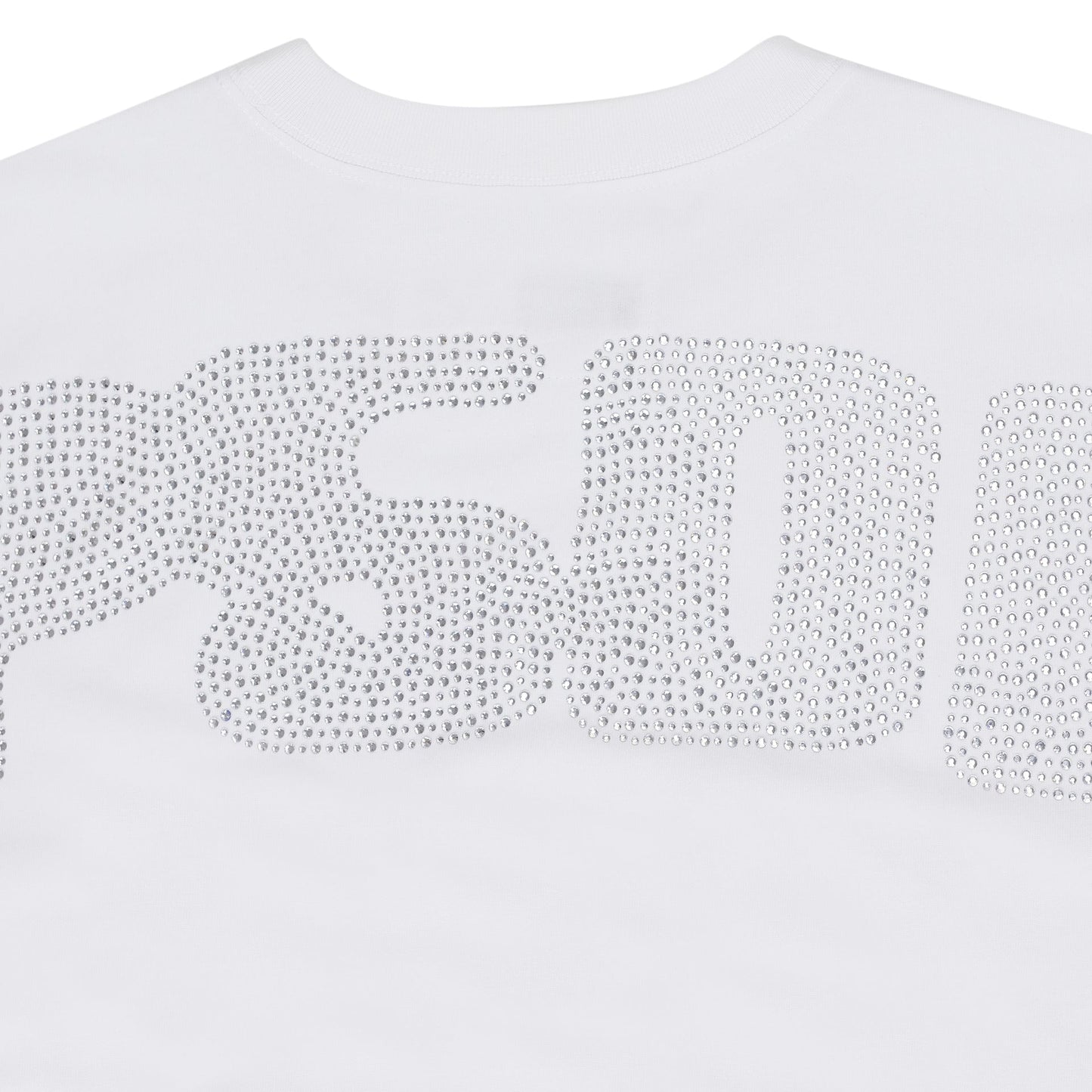 White Rhinestone Silk T-Shirt
