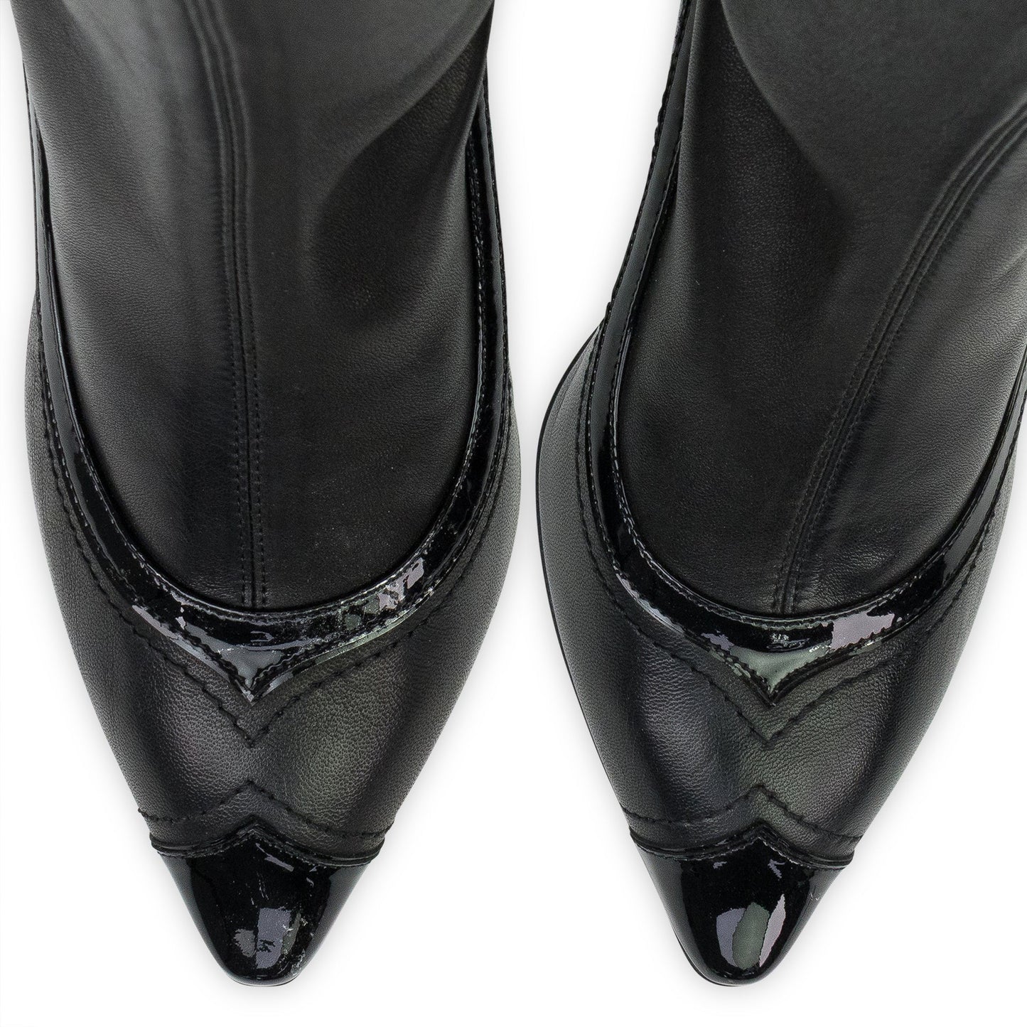 BLACK NAPPA STRETCH POINTED TOE PUMPS