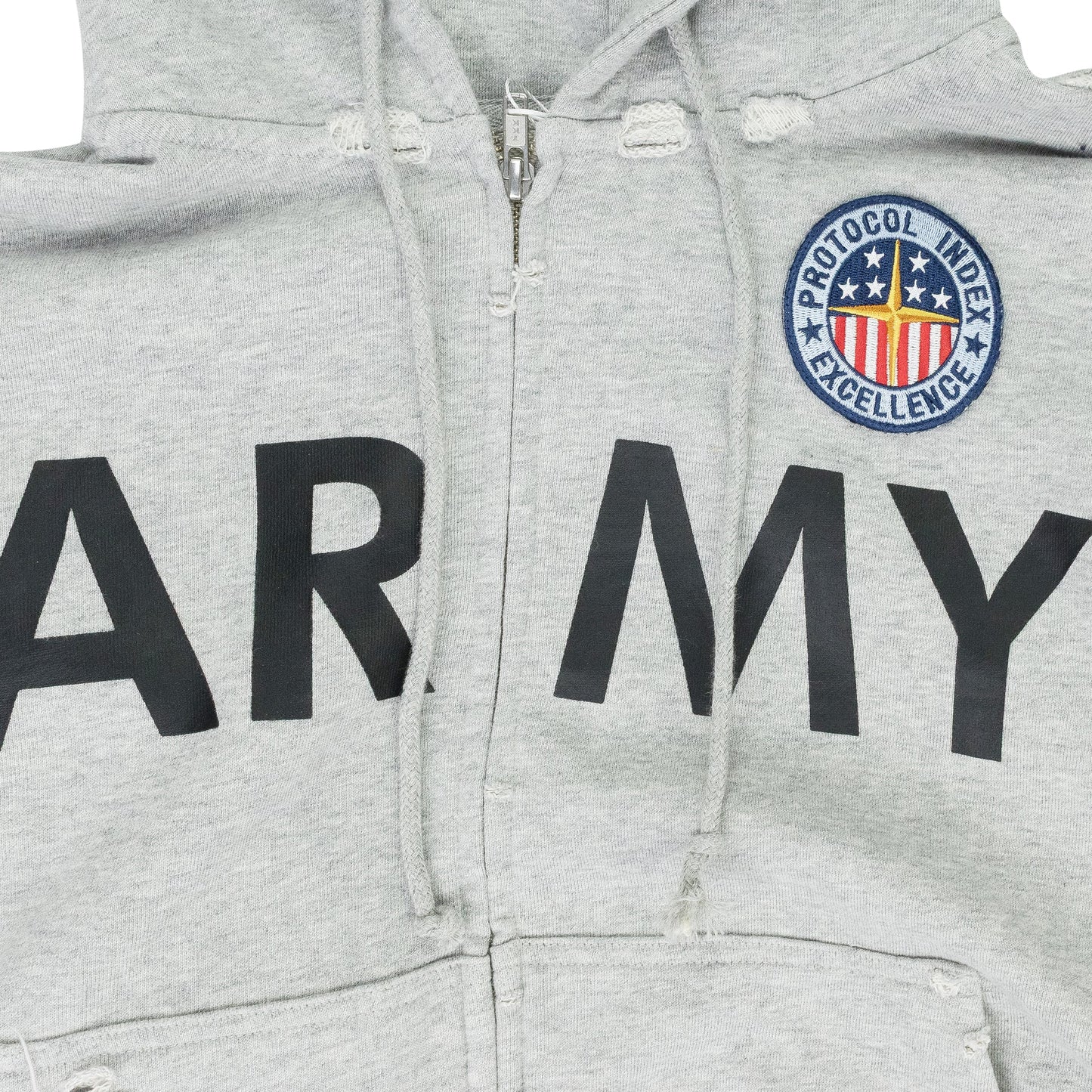 Melange Grey Reconstructed Zip Hoodie