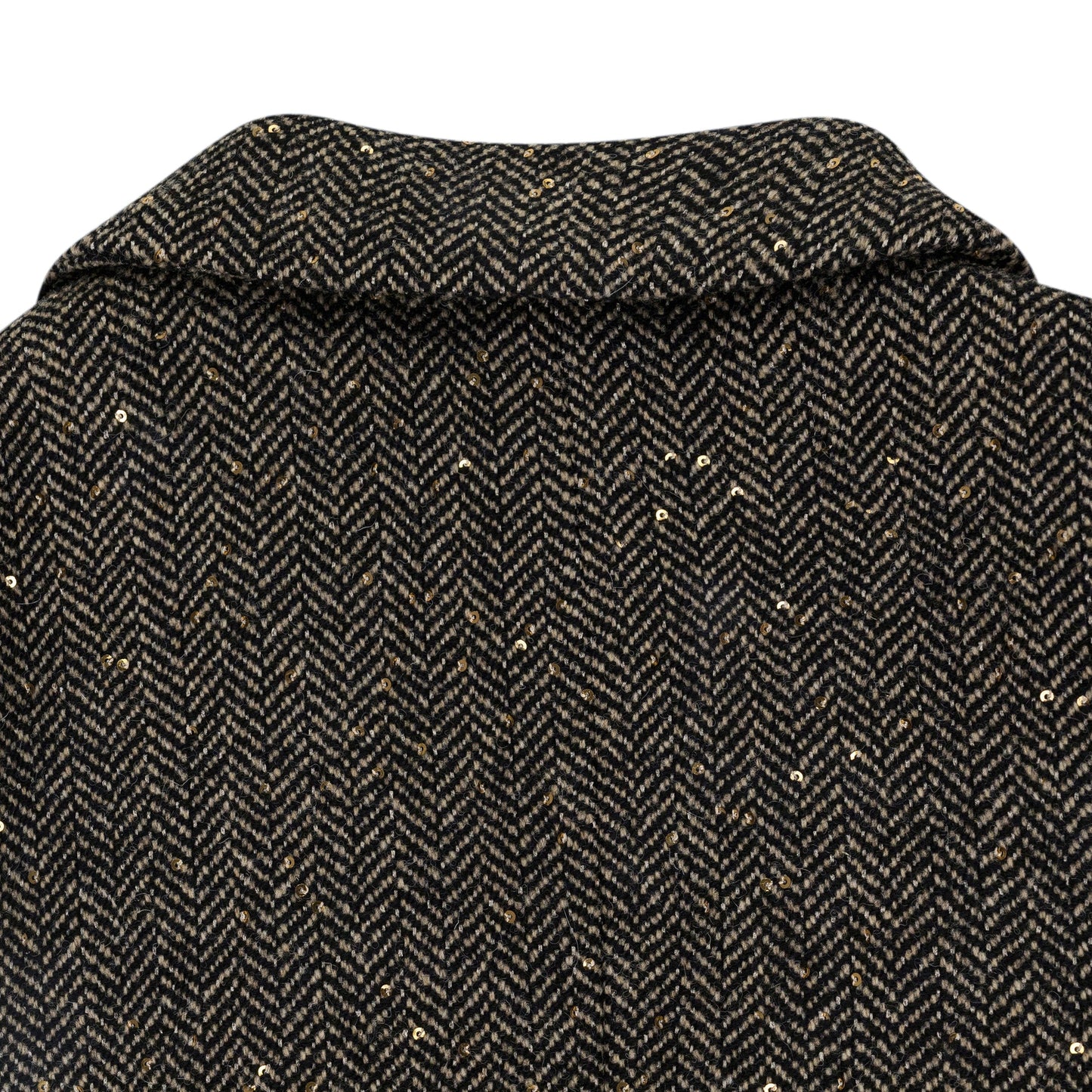 Black Sand Herringbone Sequin Long Coat