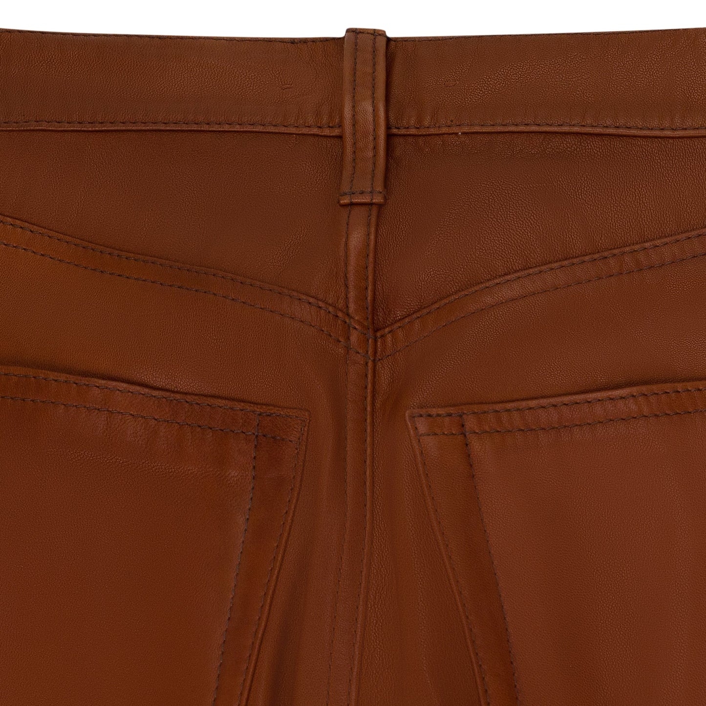Brown Mask Hi Red Straight Leather Jeans