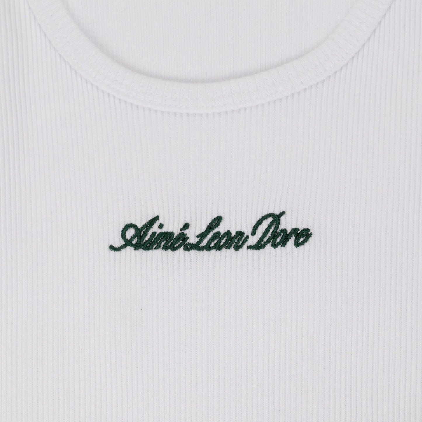 White Embroidered Logo Tank Top