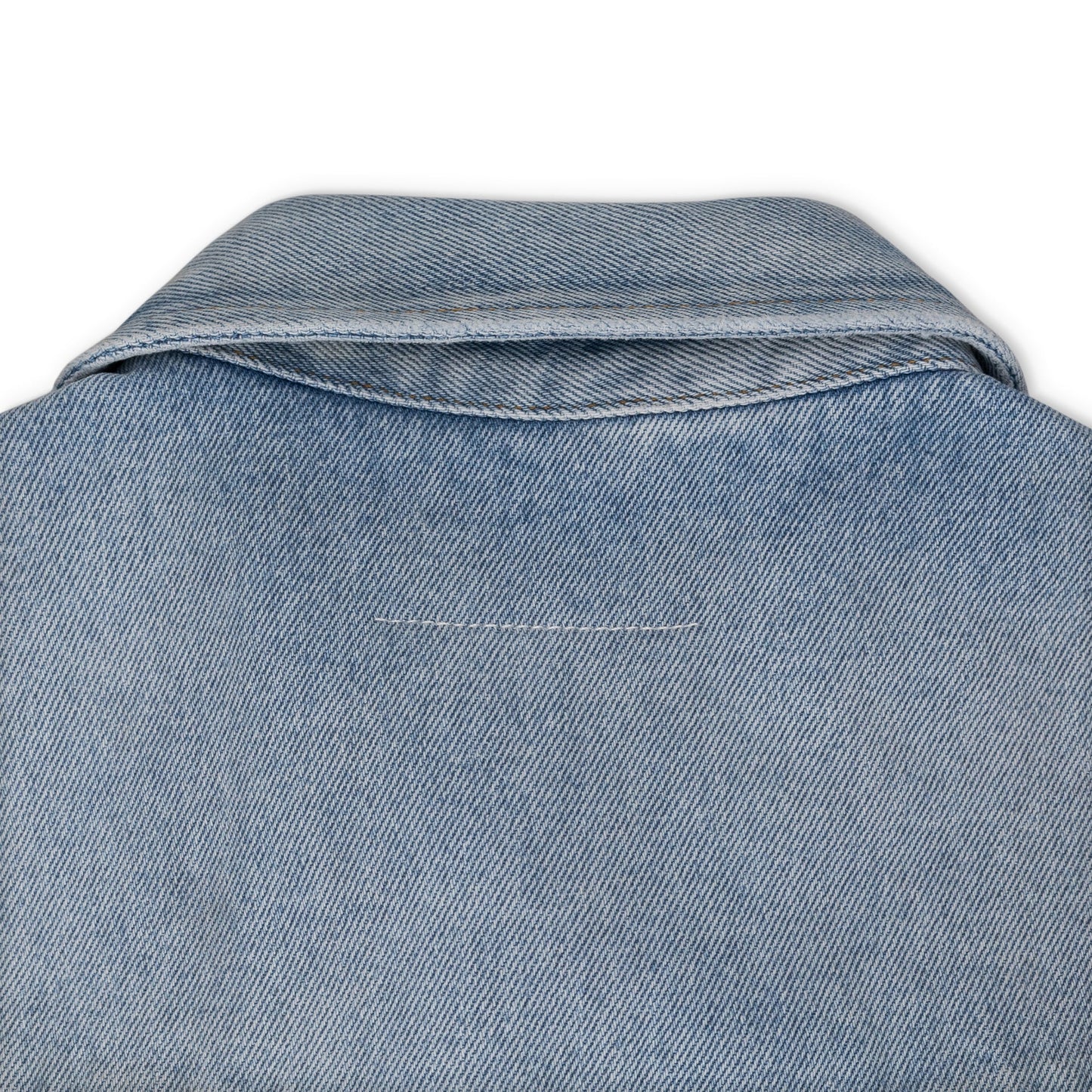 Blue Sleeveless Distressed Denim Shirt