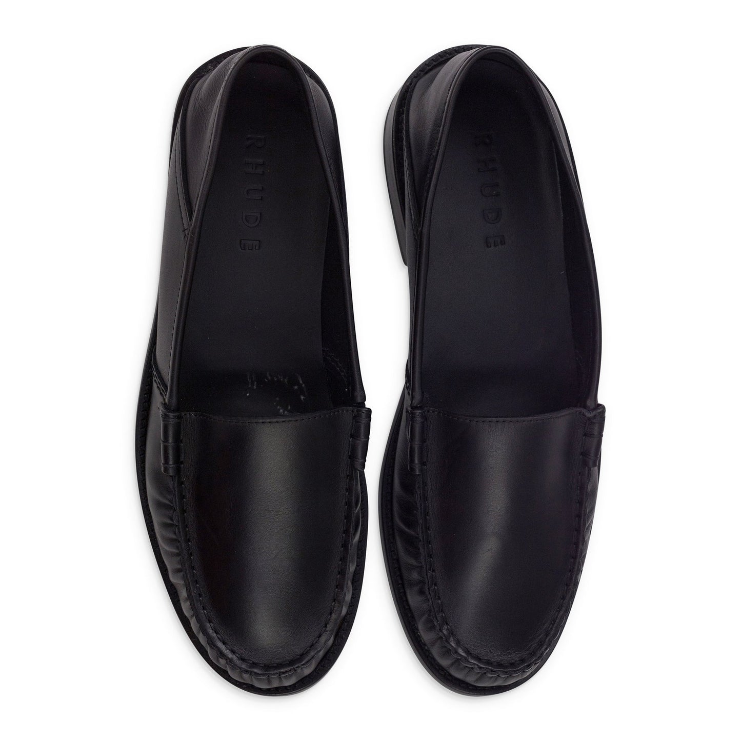 Black Gathered Slip On Loafers