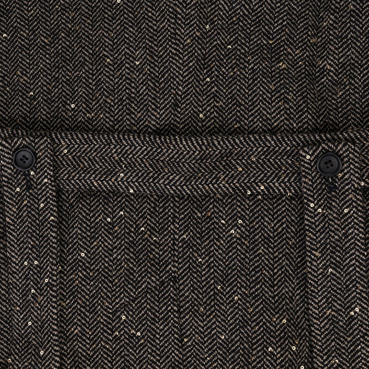 Black Sand Herringbone Sequin Long Coat