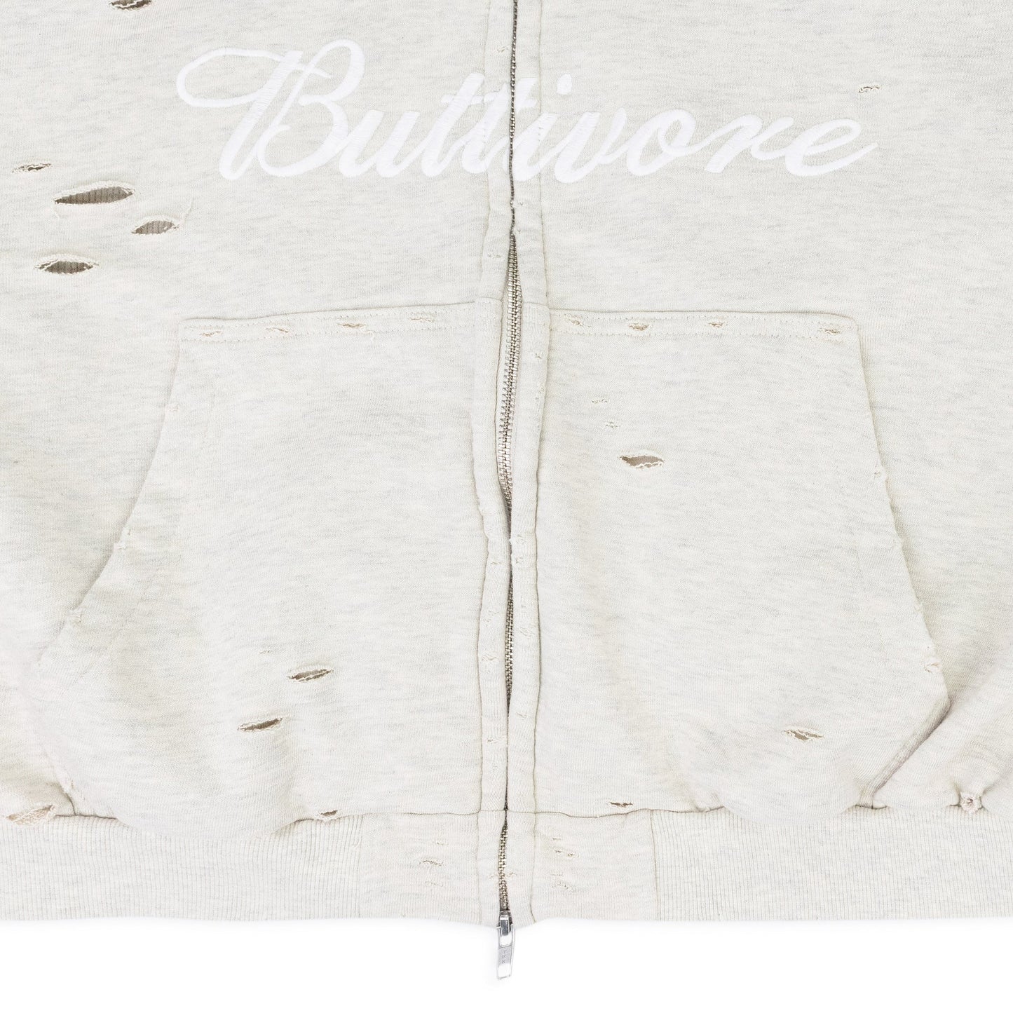 Oatmeal Melange 'Buttivore' Fur Lined Zip Hoodie