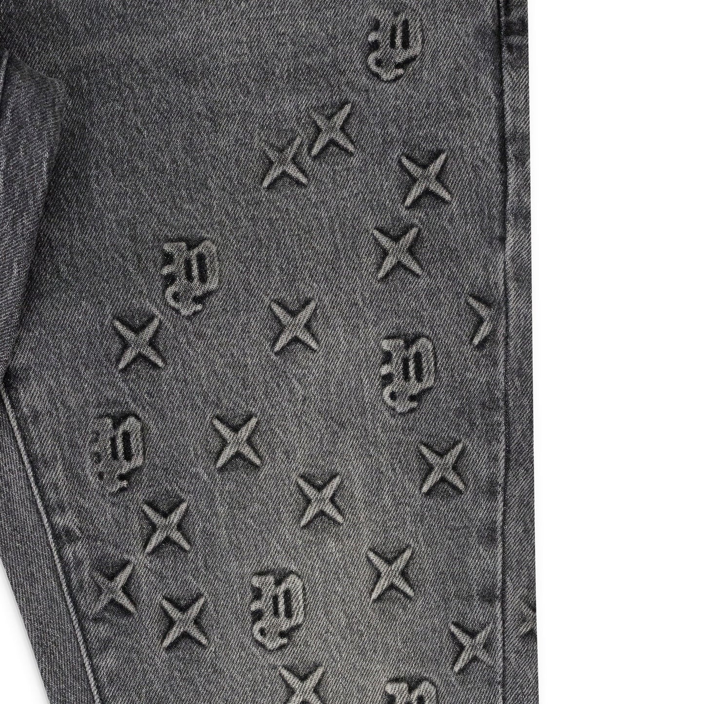 Grey Embossed P001 Denim