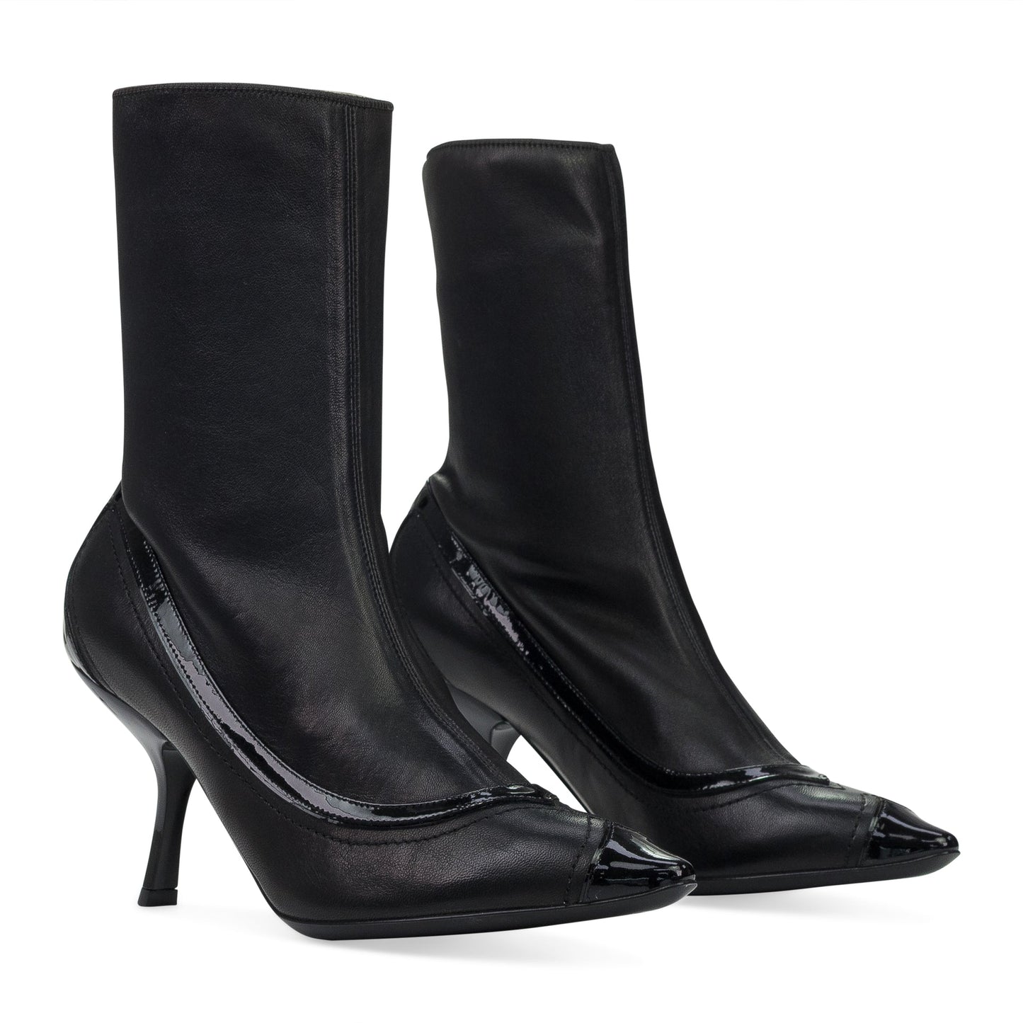 BLACK NAPPA STRETCH POINTED TOE PUMPS
