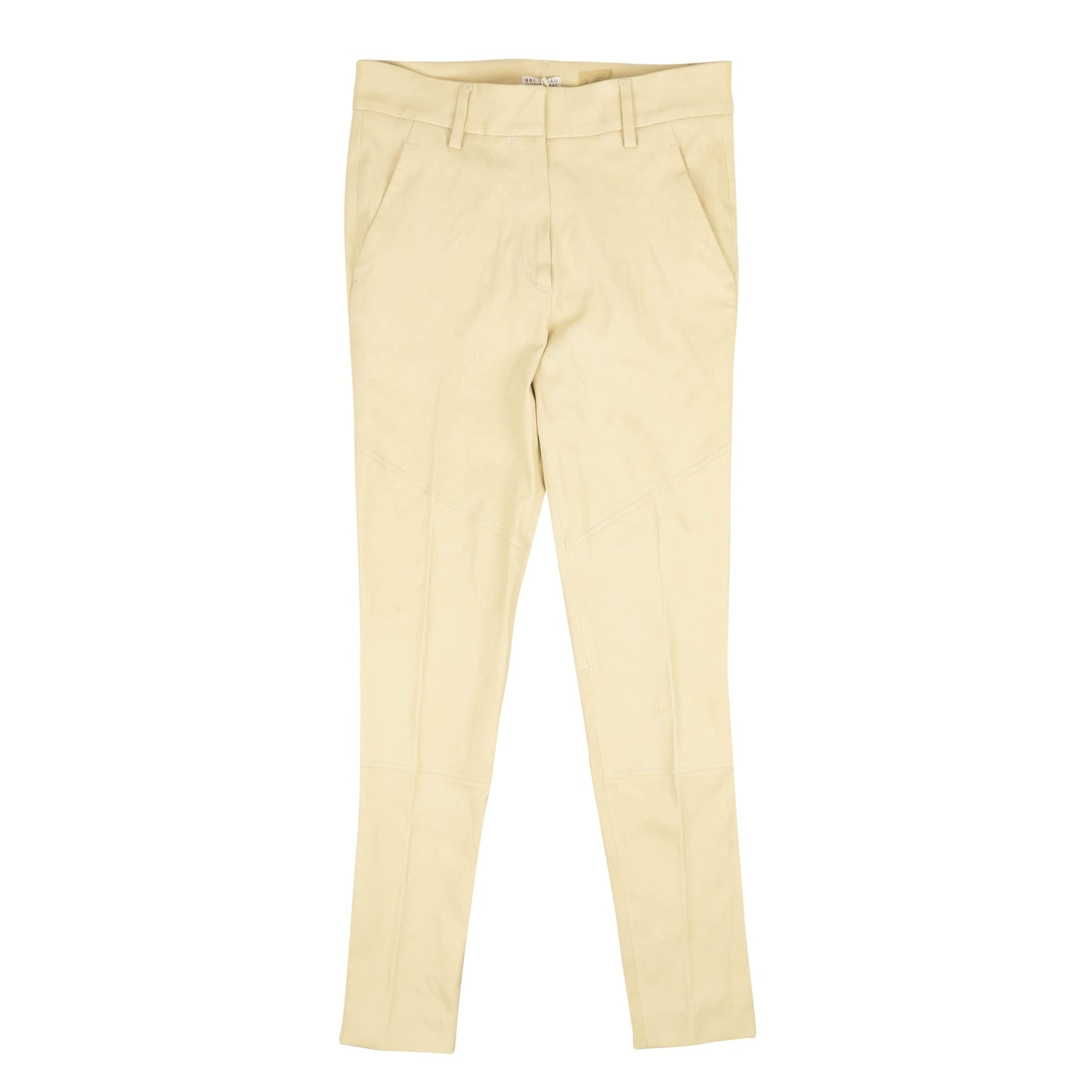 Beige Leather Skinny Pants