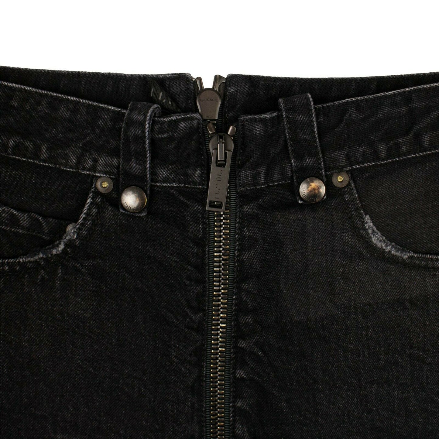 Unravel Project Denim Distressed Hem Short Pants - Black