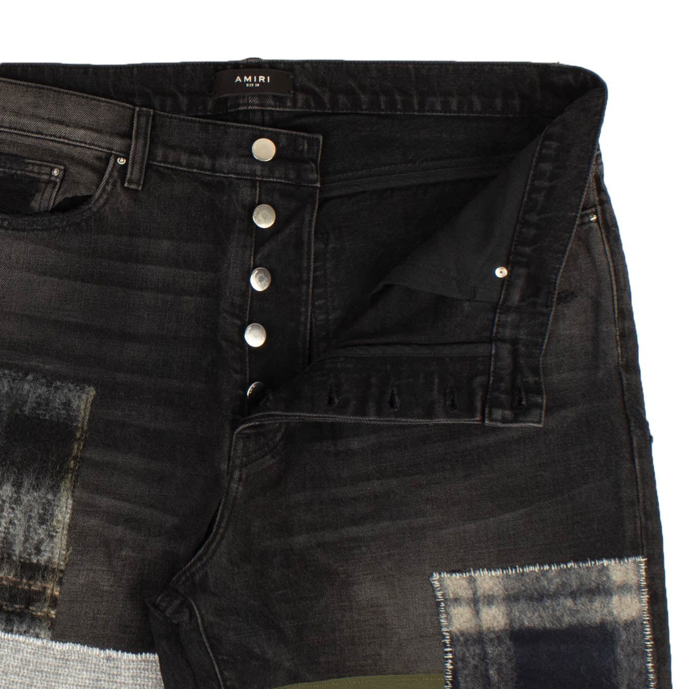 Amiri Mohair Patch Loose Jeans - Vintage Black
