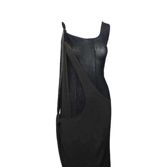 BOTTEGA VENETA Brown & Black Two Tone Rib Sweater Dress