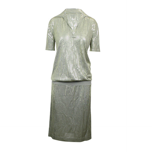 BOTTEGA VENETA Sage Green Silk Mirrored Dress