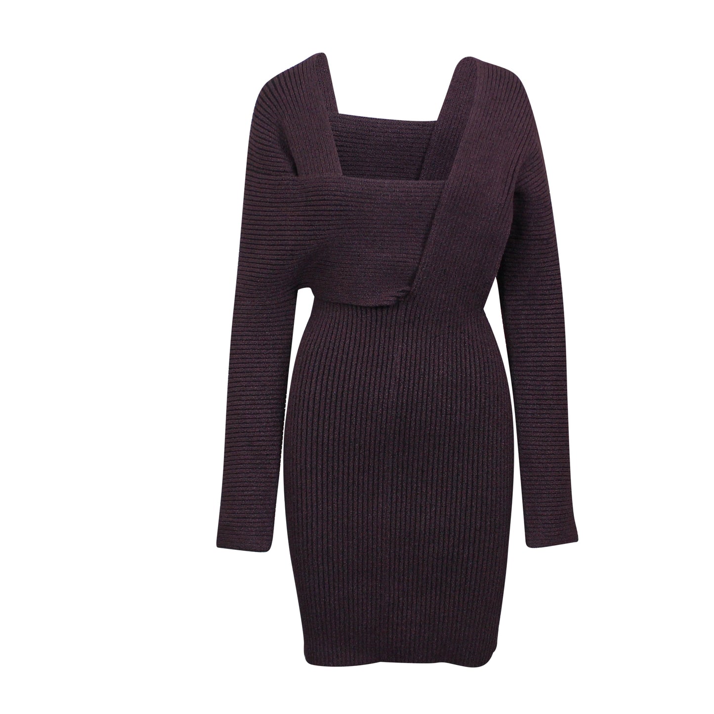 BOTTEGA VENETA Purple Sable Rib Knit Short Dress