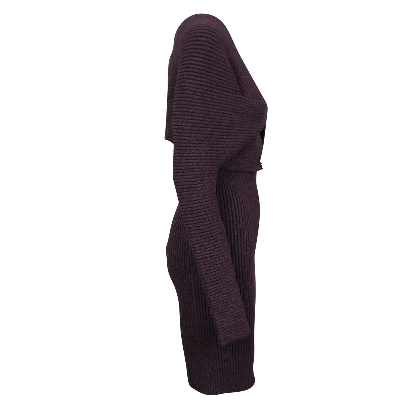 BOTTEGA VENETA Purple Sable Rib Knit Short Dress